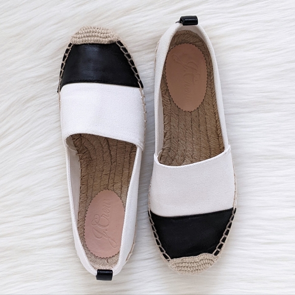 J. Crew Black & White Espadrilles With Leather Cap Toe | 6.5 - Picture 2 of 15